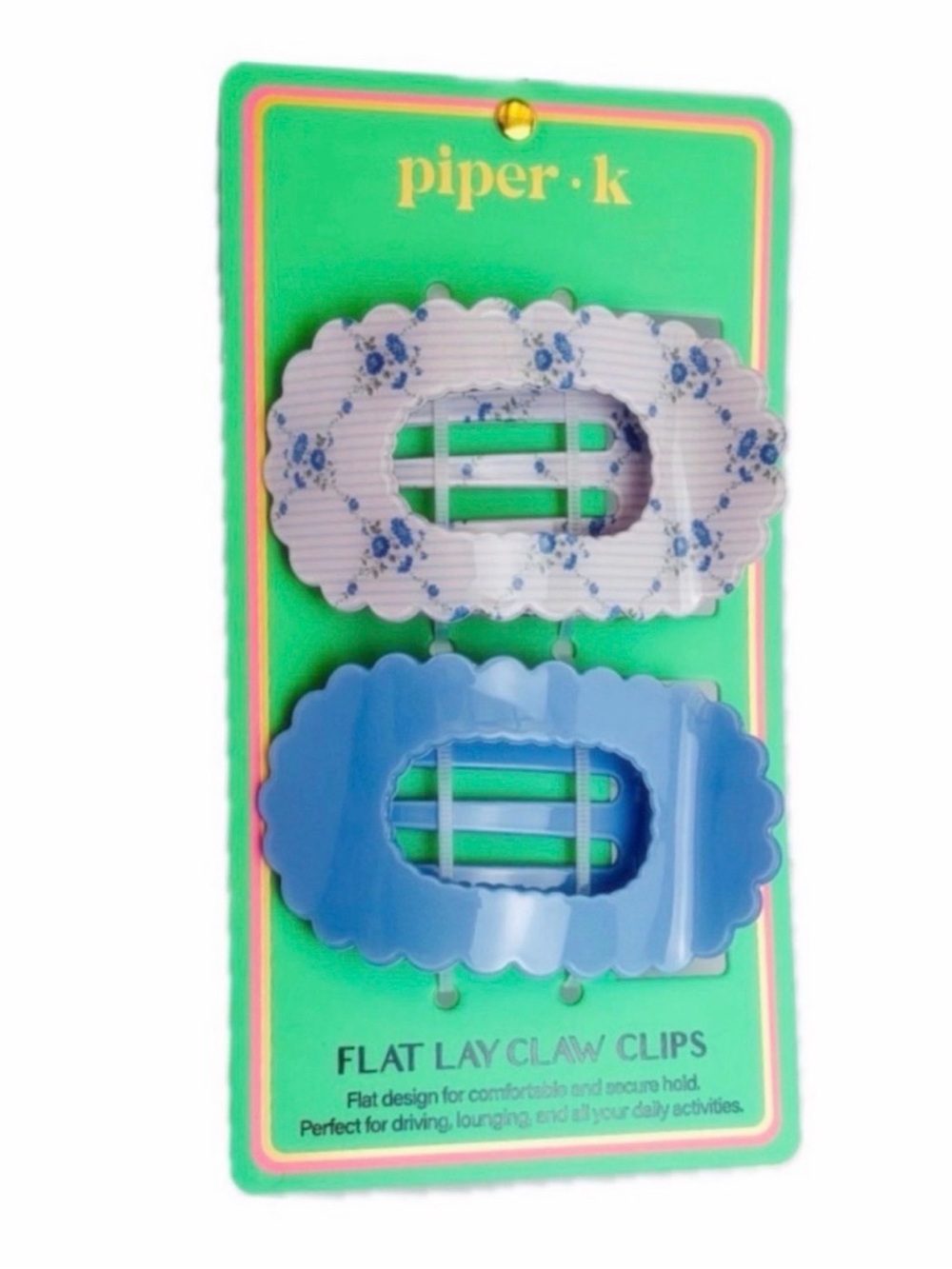 NWT ⚜️🩵⚜️ PIPER K BLUE & WHITE FLAT LAY CLAW CLIPS SET OF 2
